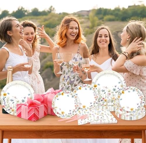 96 Pcs Wildflower Party Supplies for 24 Guests