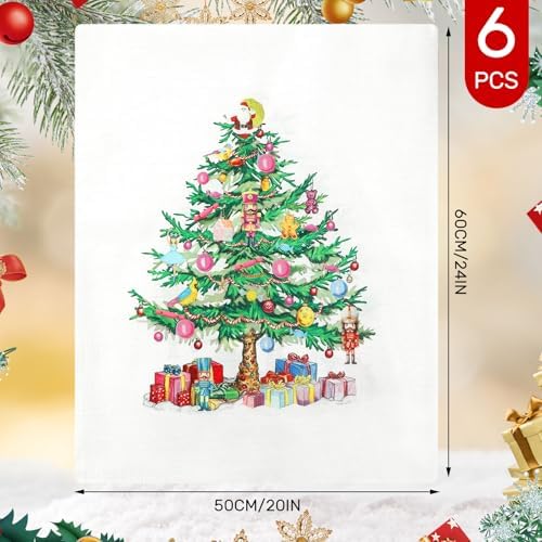 6 Pcs Christmas Chair Covers with Christmas Tree Design