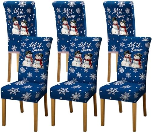 Moukeren 6 Pcs Christmas Chair Covers Snowman Decor