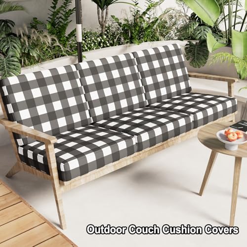 hyha Floral Sofa Cushion Covers 3 Pack Grey White Plaid