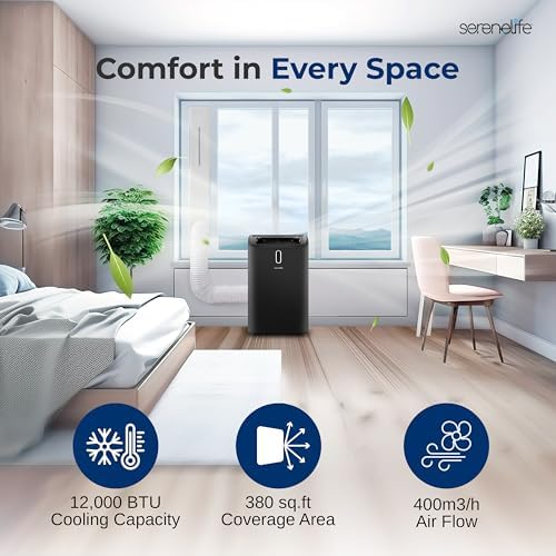 SereneLife SLPAC242B 12000 BTU Portable AC Unit with Dehumidifier and Fan