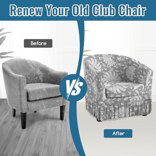 FUANGUI 2 Piece Club Chair Slipcover with Skirt Hem
