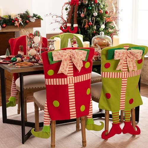 Valery Madelyn 2 Pack Elf Christmas Chair Covers with Legs
