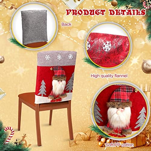 Christmas Plush Chair Covers Set with Santa and Snowman