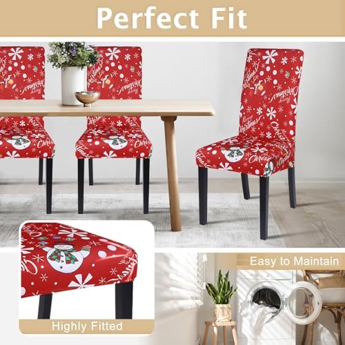 SearchI Christmas Chair Covers Set of 6 Snowman Snowflake