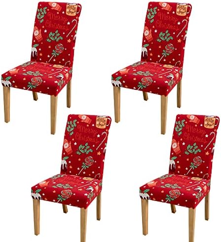 Christmas Dining Chair Covers Set of 4 with Stretch Spandex