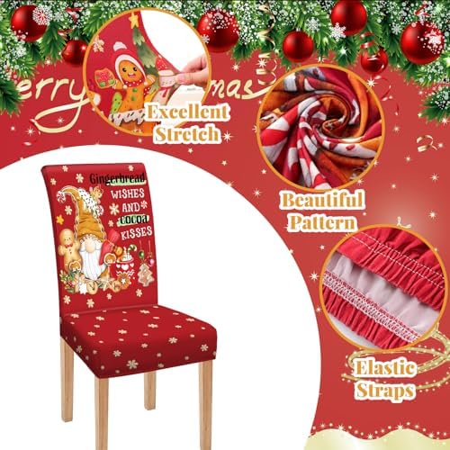 Moukeren 6 Pcs Christmas Chair Covers with Gingerbread Man Design