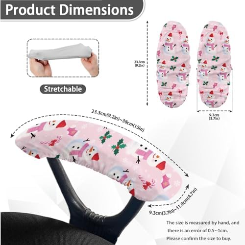 Snowman Print Office Chair Cover Set 3Pcs Pink L