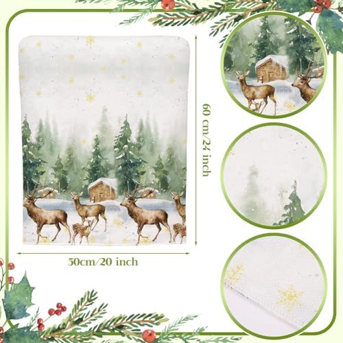 FuWeave 6 Pcs Christmas Chair Covers Linen Set