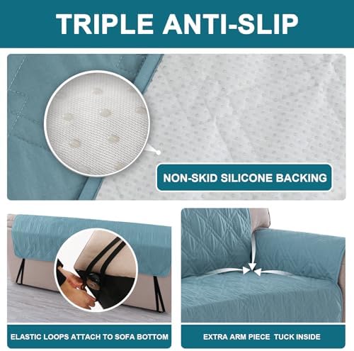 Turquoize Waterproof Sofa Cover for 3 Cushion Couch 1