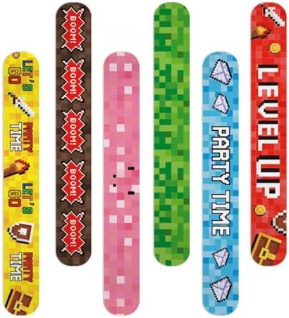 Pixel Party Favor Slap Bracelets 24 Pack