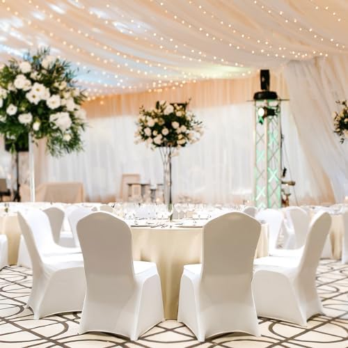 LEBENGURU Premium Spandex Chair Cover 100 PCS White