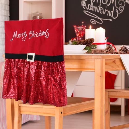 2Pcs Christmas Chair Back Covers for Holiday Decor