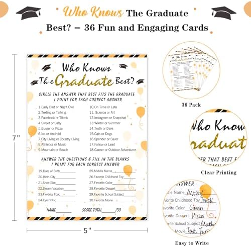 FaCraft 36PCS Graduation Game Cards Class of 2025