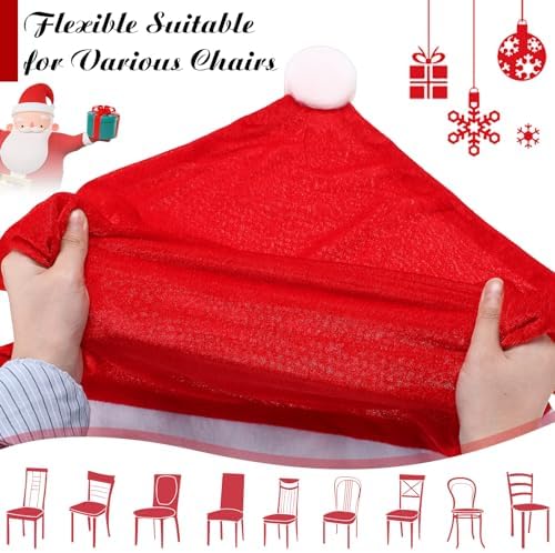 Buryeah 12 Pcs Christmas Chair Covers Red Hat Design