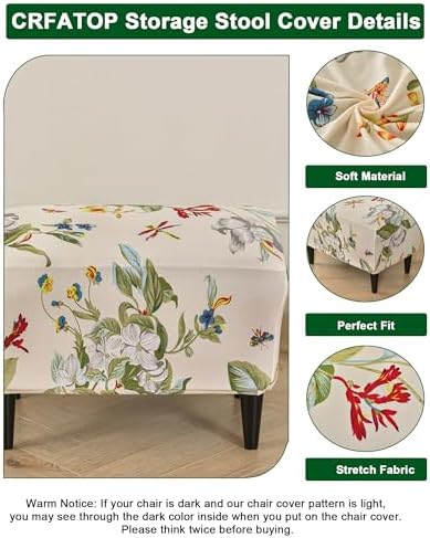 CRFATOP Large Ottoman Chair Cover with Elastic Bottom