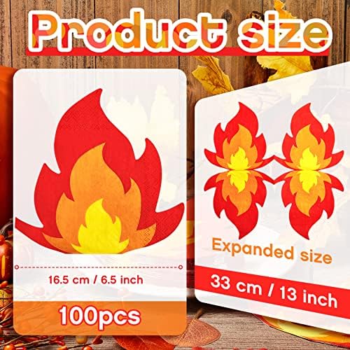 Henoyso 100 Pcs Fire Napkins 65 Inch Flame Shaped Party Supplies