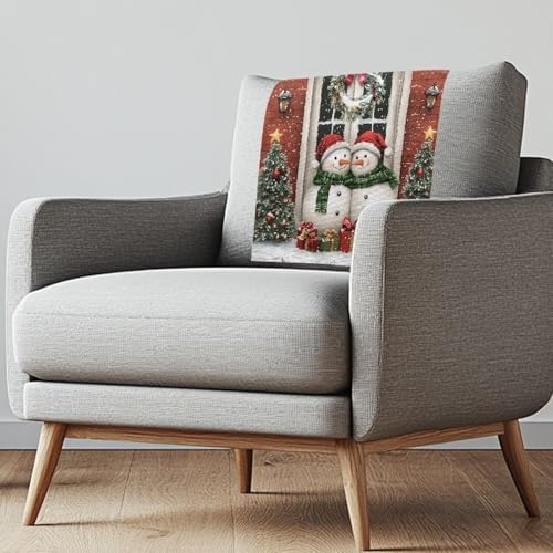 Christmas Snowman Tree Gift Pattern Recliner Headrest Cover