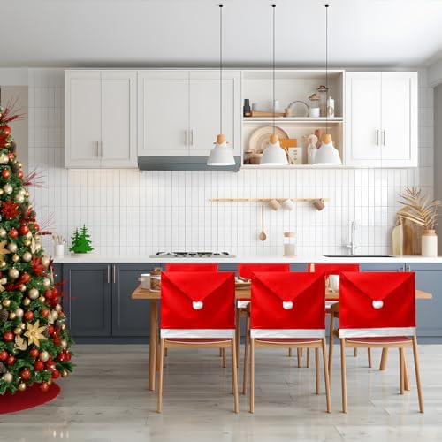 6PCS Christmas Chair Covers with Santa Hat Design 1