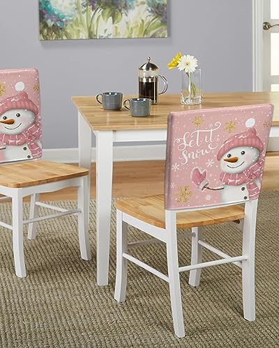 Pink Snowman Christmas Chair Covers Set of 4 for Dining Room 1