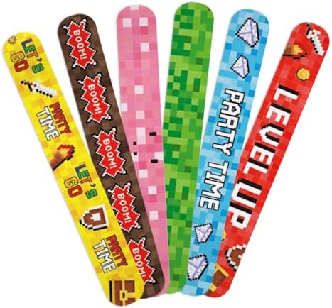 Pixel Party Favor Slap Bracelets 24 Pack