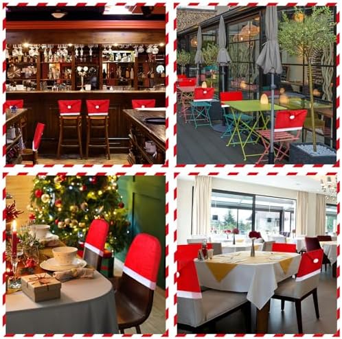 Buryeah 12 Pcs Christmas Chair Covers Red Hat Design