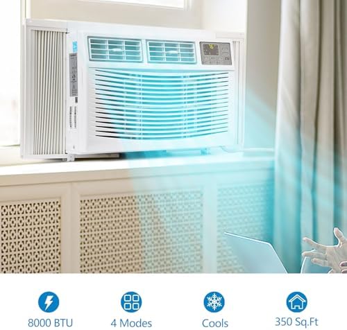 8000 BTU Window AC Unit for Bedroom and Living Room
