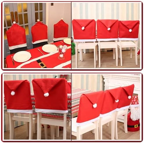 6 Pack Red Christmas Chair Covers for Dining Chairs 1