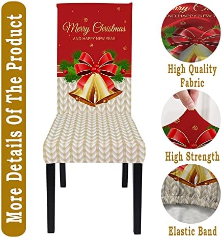 ITFRO Christmas Chair Covers Set of 6 Red Wine and Beige