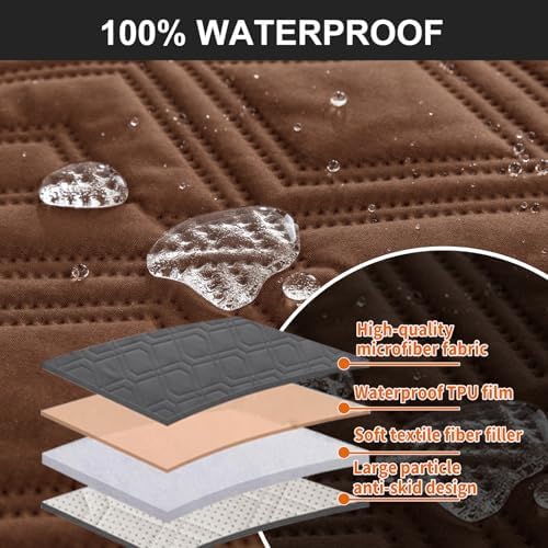 Genina Waterproof Recliner Cover for 2 Seat Non-Slip and Washable