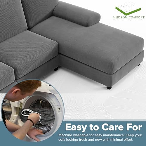 Hudson Comfort U Shaped Sectional Couch Covers 8 Pcs Gray