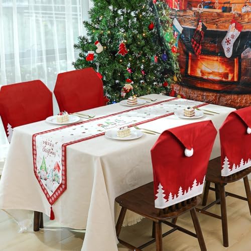 2PCS Christmas Chair Covers with Santa Hat Design 1