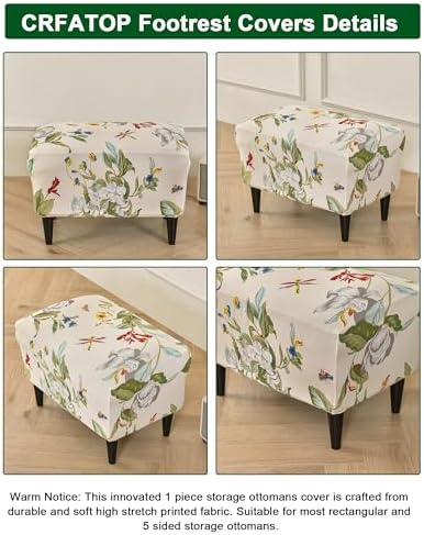 CRFATOP Large Ottoman Chair Cover with Elastic Bottom