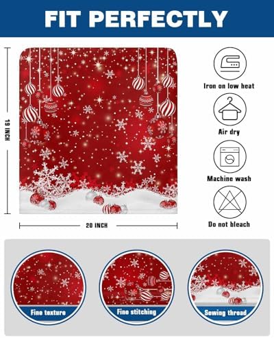 Set of 4 Red Christmas Chair Covers with Snowflake and Ball Design