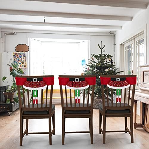 ANMINY 4PCS Christmas Chair Sashes Red Skirt