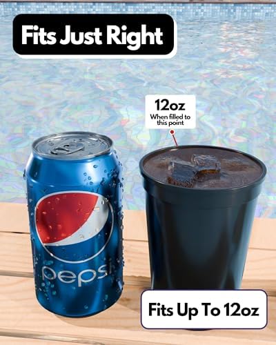 PartyPrints 10 Pack Black Reusable Plastic Cups