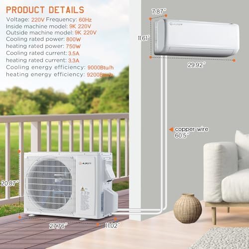 Albott 9000 BTU Mini Split AC Heat Pump Inverter Ductless System