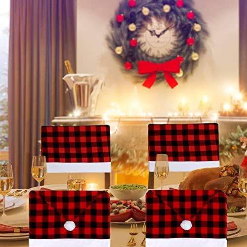 4PCS Christmas Buffalo Plaid Chair Covers