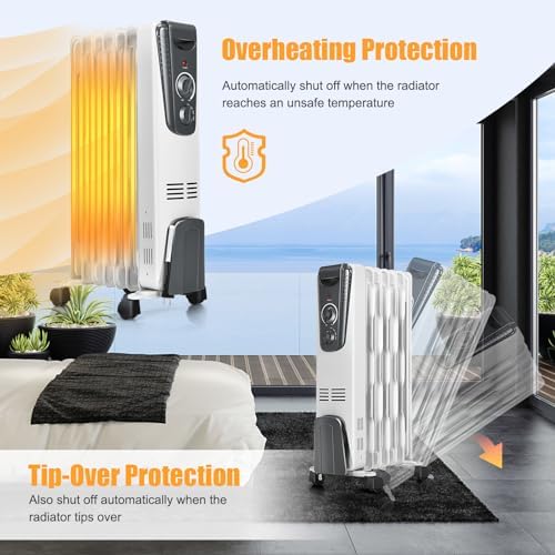 KOTEK 1500W Electric Oil Filled Radiator Heater