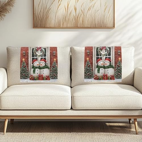 Christmas Snowman Tree Gift Pattern Recliner Headrest Cover