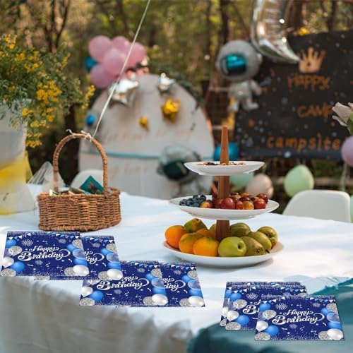 40PCS Blue and Silver Birthday Napkins for Parties