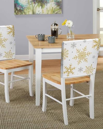 Gold Snowflake Dining Chair Slipcovers Set of 6 1