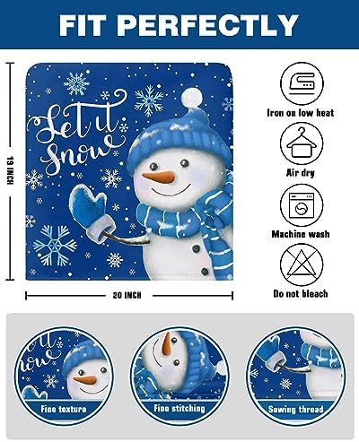 Blue Snowman Christmas Chair Covers Set of 4 for Dining Room 1