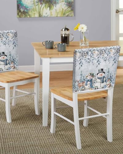 Christmas Chair Covers Set of 4 Snowman Pine Tree Decor