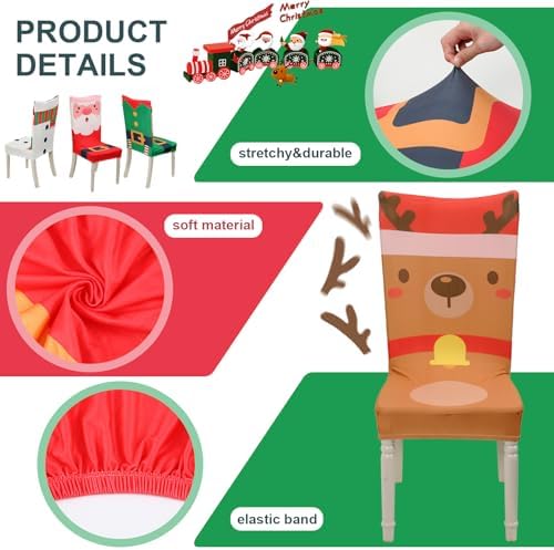Preboun Christmas Chair Covers Set of 8 Holiday Decor