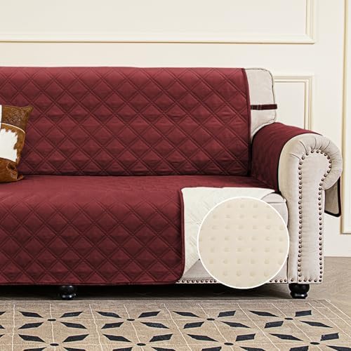TOMORO Non-Slip Sofa Slipcover - Waterproof Quilted Cover with 5 Pockets