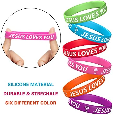 Haooryx Religious Bracelets Cross Keychains 24Pcs