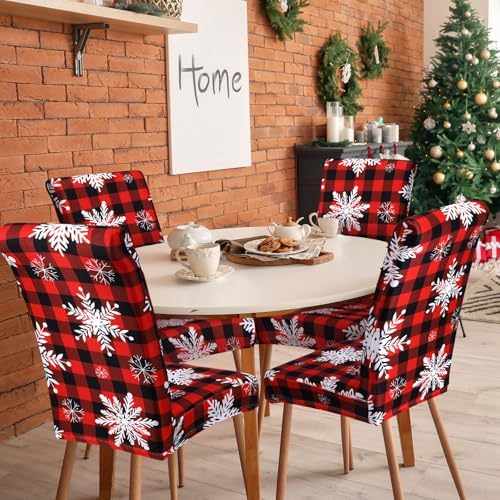 Preboun 6 Pcs Christmas Chair Covers with Snowflake Pattern