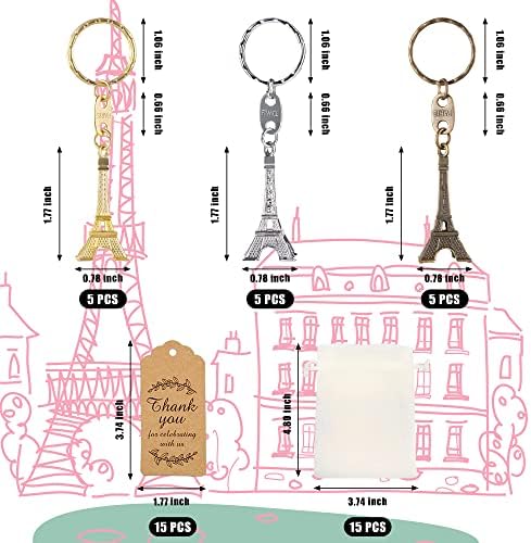 15 Piece Paris Party Favor Keychain Set