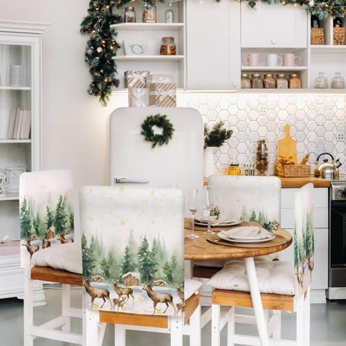 FuWeave 6 Pcs Christmas Chair Covers Linen Set
